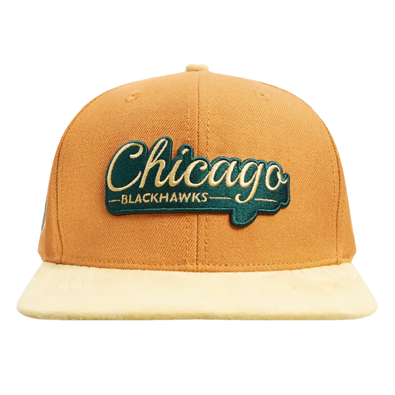 nhl chicago blackhawks butter suede side patch strapback hat burnt orangesuede